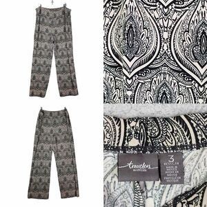 Chico's Black & Cream Paisley-Style Straight Leg Pants